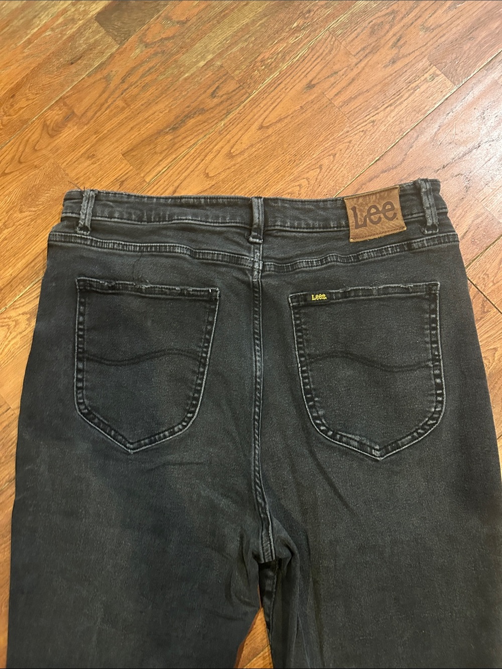 Lee Vintage Modern Flare Jeans Black Distressed High waist Jeans Short - Picture 11 of 12